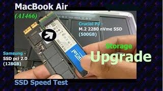 Laptop Storage SSD upgrade on MacBook Air  Crucial P2 M.2 NVME SSD Speed Test  @gizmohub22