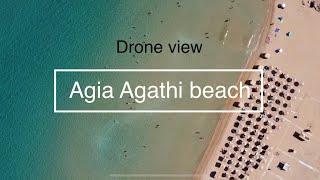 Drone view over Agia Agathi beachgolden beach Rhodes Greece