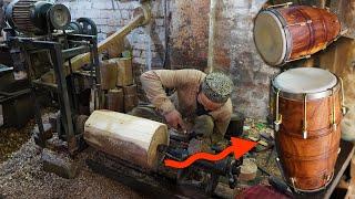 Amazing Making Process Wooden DholakDhol By Talented Hands  Musical Wooden Drum Building.