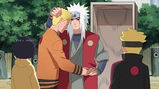 Jiraya gets revived to see Naruto Boruto and Himawari  Naruto cries when he sees the pervy sage