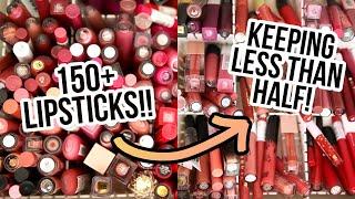 Slashing My Lipstick Collection in HALF pt 1  Makeup Declutter 2021