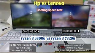 Booting Speed test  Hp vs lenovo  which is better  ryzen 3 5300u vs ryzen 3 7320u  amd vs intel