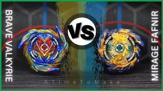 BRAVE VALKYRIE.Ev’ 2A vs MIRAGE FAFNIR.Nt 2S  ON REAL LIFE BEYBLADE STADIUM