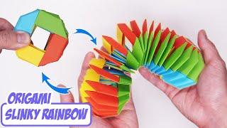 ORIGAMI SLINKY PAPER TOY CRAFT  HOW TO MAKE SLINKY RAINBOW TOY ORIGAMI