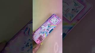 90s Pencil Case with mini unicorn calculator that flips