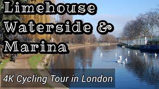 4K Cycling London Limehouse Waterside & Marina  Mile End Park  Limehouse Basin Limehouse DLR St