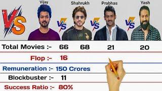 Vijay vs Shahrukh Khan vs Prabhas vs Yash Comparison 2023  Who is Biggest Superstar