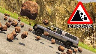 BeamNG Drive - Cars vs Rockslide #2 850 Rocks