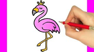 HOW TO DRAW A CUTE FLAMINGO EASY STEP BY STEP