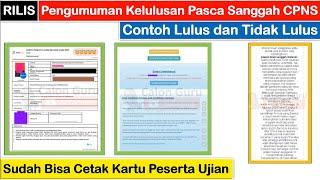 Pengumuman Kelulusan Pasca Sanggah CPNS Contoh Lulus  Tidak Lulus Sudah Bisa Cetak Kartu Peserta