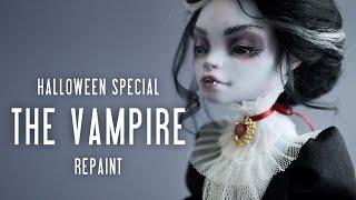 HALLOWEEN REPAINT ‍️ Vampire OOAK Custom Doll - Monster High Abbey Bominable