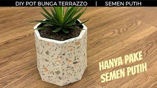 ENG SUB DIY vas pot bunga terrazzo dari semen putih  DIY Terrazzo vase from white cement