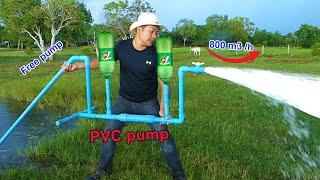 Free electricity  I turn PVC pipe into a water pump at home free no need electricity power  #pvc