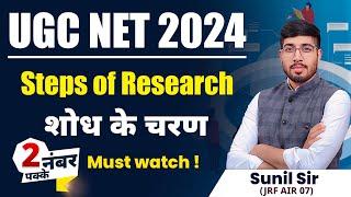 STEPS OF RESEARCH  UGC NET PAPER 1 RE-EXAM 2024  UGC NET PAPER 1 RESEARCH APTITUDE BY SUNIL SIR