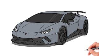 How to draw a LAMBORGHINI HURACAN PERFORMANTE 2018  drawing lambo huracan 2015 sports car