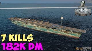 World of WarShips  Hosho  7 KILLS  182K Damage - Replay Gameplay 4K 60 fps