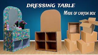 IDEA for recycling cardboard boxes dressing table made from cardboard box #craft #DIY #RECYCLING