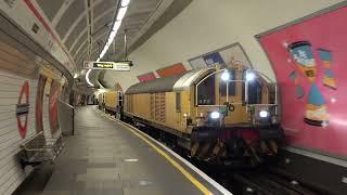 London Underground Battery Locomotives L46 and L48 passing Notting Hill Gate