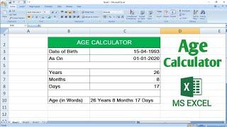 How To Calculate Age from Date of Birth in MS Excel  Age Calculator in Excel