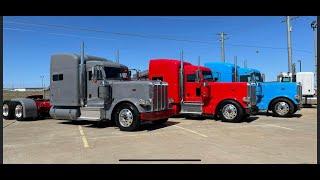 3 New 2023 Peterbilt 389 for Stacked Logistics 302 wheelbase X15 Cummins. Loaded out....