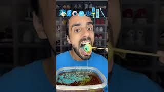 Food ASMR Eating a Sonic Popsicle and All Blue Snacks
