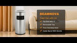 BEAMNOVA Outdoor Trash Can with Lid Stainless Steel Commercial Industrial Garbage Can