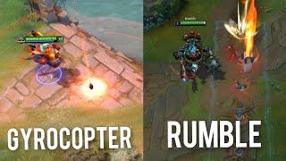 Gyrocopters Ultimate vs Rumbles Ultimate. DOTA2 VS LEAGUE OF LEGENDS BOMB DROP.