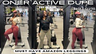 MUST HAVE AMAZON LEGGINGS  $30 oner active dupe review + try on  Glutes & Back workout