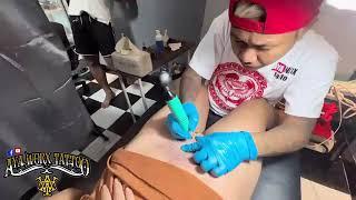 belly tattoo - flower design _ teaser  وشم بنت  في المنطقه الحساسه