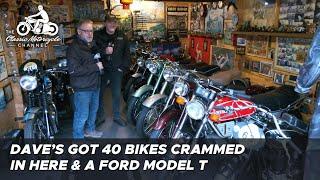 Classic Bike Collector inside Daves extraordinary sheds