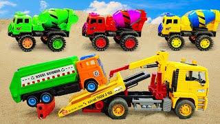 Concrete Mixer Truck Crane Truck rescue Garbage Truck in Accident  Car Toy Stories