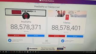 T-Series Surpasses PewDiePie Again March 9th 2019 - The moment of overtake