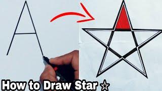How to turn Letter A into Star   How to draw Star  with A  Drawing easy