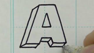 How to write 3D letters  English handwriting  A to Z