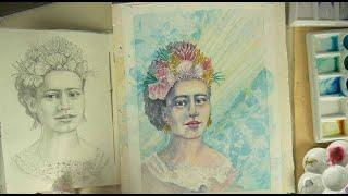 If Frida was a Mermaid Watercolor Painting with Marla Niederer Part One