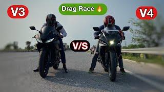 The All New Yamaha R15v4 Vs Yamaha R15v3 Drag Race  Yamaha ने ग़लत किया   R15 v4 vs r15v3 