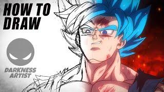 How to draw Goku ssj blue