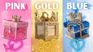 Choose your gift 3 gift box challenge2 good vs 1 bad Pink Gold Blue #giftboxchallenge