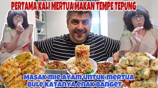 PERTAMA KALI MERTUA BULE MAKAN TEMPE DAN MAKAN MIE AYAM BUATAN MENANTU