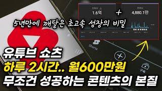 하루 2시간 월 600만원 쇼츠 유튜버가 된 핵심비법. 5년의 시간과 경험으로 터득한 콘텐츠 기획의 비밀