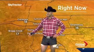 Jordan Witzel wears daisy dukes on Calgary Morning News