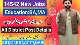 New 14542 Jobs in KPK 2024  Education Dep Jobs2024   SST CT PET TT AT & PST Advertisement