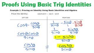 Trig Proofs Using Basic Identities Reciprocal Quotient & Pythagorean • 6.3a PRE-CALCULUS 12