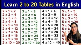 Learn Multiplication Table of 2 to 20  2 से 20 तक पहाड़े  Tables 2 to 20