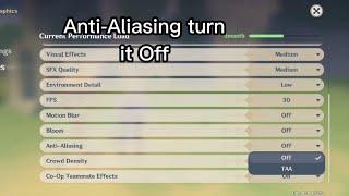 how to fix No health bar for Potato phonesjust turn off anti-aliasing.Genshin Impact.