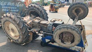 lorry hits the tractor National Highway rescued by hydra crane