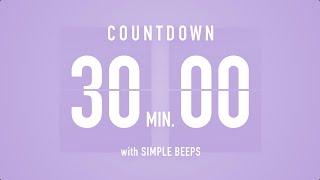 30 Min Countdown Flip Clock Timer  Simple Beeps 🫐 