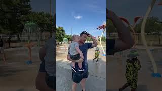 Baby loves the splash pad #baby #water #family #fun #shorts