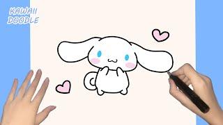 HOW TO DRAW CUTE CINNAMOROLL ️  STEP BY STEP  KAWAII DOODLE