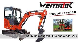 Produktvideo Wematik Minibagger Cascade 28 in Aktion